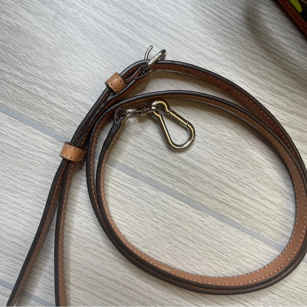 Coach Cora Dome Satchel Purse Signature Canvas Neon Yellow Dots w/Leather Trim - Picture 5 of 15